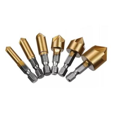 Imagem de Jogo 6 Brocas Escareadora Chanfrar Madeira Aluminio 6 A 19mm - Soneca