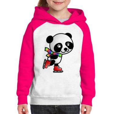 Imagem de Moletom Infantil Panda de Patins - Foca na Moda, Branco, Rosa, 12