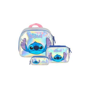 Imagem de Kit Escolar Holográfico Lilo Stitch Lancheira + Estojos - Luxcel