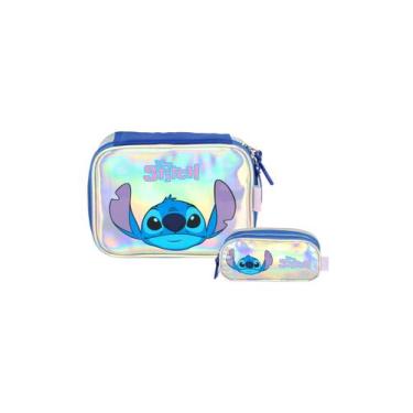 Imagem de Kit Escolar Holográfico Lilo Stitch Estojos Box e Triplo - Luxcel