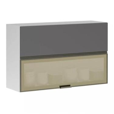 Imagem de Armário Basculante Misto Perola 120 cm 2 Portas Alumínio e com Vidro R