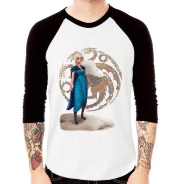 Imagem de Camiseta Raglan Daenerys Targaryen Art Manga 3/4 - Foca na Moda, Branc