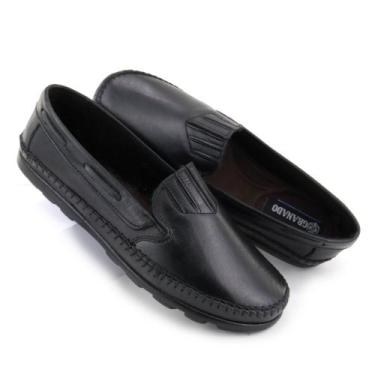 Imagem de Sapatilha Masculina Calce Facil De Couro Granado, Preto, 40
