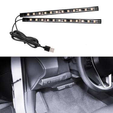 Imagem de Wuyaoyao Fita de LED para carro, lâmpadas de atmosfera interior de veículo de 12 V 24 LED com porta USB, luz noturna ambiente sob o painel, acessórios universais para carro (branco, USB)