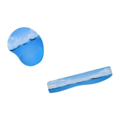 Imagem de Kit Mouse Pad E Apoio Teclado Ergonômico Mar Sereno