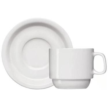 Imagem de Xícara de Café com Pires de Porcelana 65ml Classe Única Iguaçu Germer 