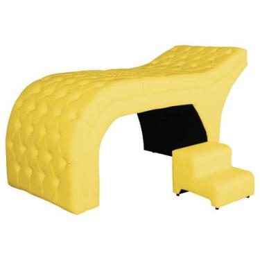 Imagem de Maca Estofada Capitonê + Escada Belo Tok - MaterialSintetico Amarelo  