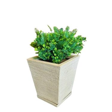 Imagem de Vaso De Planta Coluna Quadrada Com Prato Pp (bege)