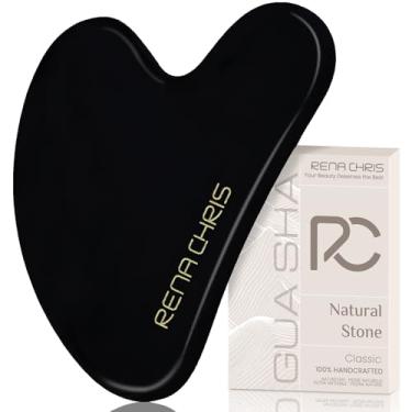 Imagem de Ferramentas faciais Gua Sha da Rena Chris, ferramenta Guasha de pedra de jade natural, bastões de massagem manual para esculpir o maxilar e reduzir o inchaço, ferramenta de massagem facial, ferramenta
