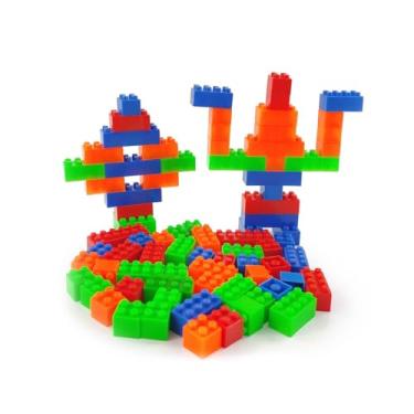 Imagem de Blocos de Montar Infantil KIT Formas Geométricas Quadrado Retângulo Presente Brinquedo Educativo Interativo 80 Peças Menino Menina Socialização Habilidades Motoras Criatividade