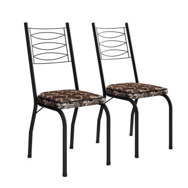 Imagem de Conjunto com 2 Cadeiras Chipre Revestimento Sintético Palha e Preto