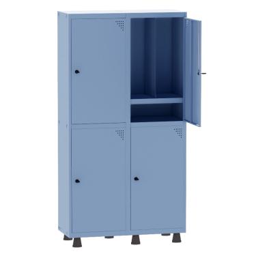 Imagem de Armário Guarda Volume Locker Roupeiro Insalubre 2 Vãos 04 Portas Com Prateleira GRP502/4INSPV Azul Dali - Pandin