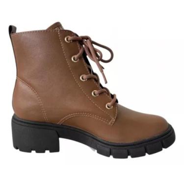 Imagem de Bota Coturno Ankle Feminina Ramarim Tratorada Salto Bloco Baixo Grosso