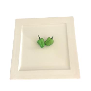 Imagem de Jogo c/ 4 Pratos Quadrados 25x25 Porcelana - Bordas Linhas