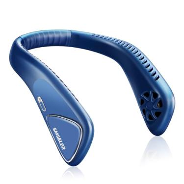 Imagem de SMSELER Ventilador de resfriamento portátil sem lâmina: 6000 mAh recarregável, ar condicionado pessoal de pescoço de 3 velocidades, ângulo ajustável, resfriamento mãos-livres, presente ideal para