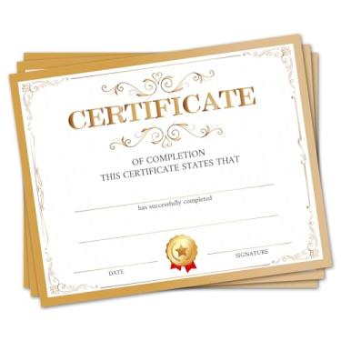 Imagem de Certificado de Prêmio Ouro 25 - Certificado de Conclusão, Papel de Certificados de Prêmio em Branco 20 x 25 cm, Reconhecimento de Prêmio para Curso de Estudante, Treinamento de Funcionários, Diplomas