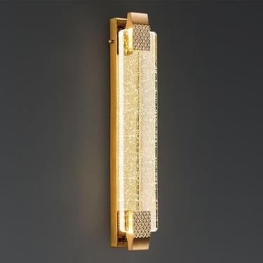 Imagem de Luminária de parede LED de luxo com cristais nórdicos de tira longa para sala de estar, corredor, sala de jantar, estudo, escadas (GoId10*60cm)