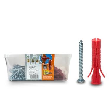 Imagem de SFOR - Kit de Bucha MX 6 com Parafuso Auto Atarraxante Phillips 4,2x38mm - 200 Peças (100 Buchas Nylon + 100 Parafusos) - Bucha Universal para Fixação em Concreto, Tijolo e Bloco Oco, Gesso e Drywall