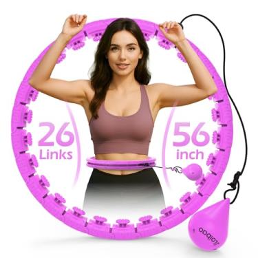 Imagem de JLoibao Círculo De Hula Ponderado Com 26 Links (56 Polegadas) Para Perda De Peso De Adultos, Aro De Fitness Infinito Plus Size, Para Mulheres, Equipamento De Exercício Inteligente