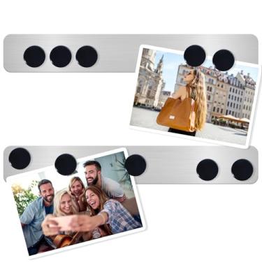 Imagem de ZDZBLX Conjunto de 2 peças de quadro magnético, tiras magnéticas de aço inoxidável sem moldura com suporte adesivo - barra de quadro de avisos para geladeira, escritório, escola, cozinha, uso