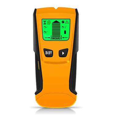 Imagem de Scanner de parede com sensor 5 em 1 aprimorado, detector de localização central para fio CA de madeira, vigas e detecção de feixe com visor LCD e aviso sonoro