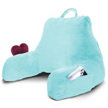 Imagem de Nestl Almofada de leitura para cama com espuma viscoelástica desfiada, suporte para as costas para sentar no sofá, cadeira ou chão, encosto infantil com braços e bolsos, capa lavável para descanso de