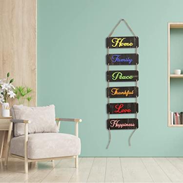 Imagem de RoyalHouse Sweet Home, placa de decoração de casa, placa de pendurar na parede, design de letras coloridas para ambientes internos, decoração de casa ao ar livre feita por MDF madeira escura fundo de