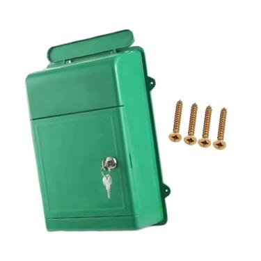 Imagem de Generic Caixa de correio de parede com fechadura para cofre externo, caixa de correio à prova d'água com chave e fechadura para jornais, cartões, Verde