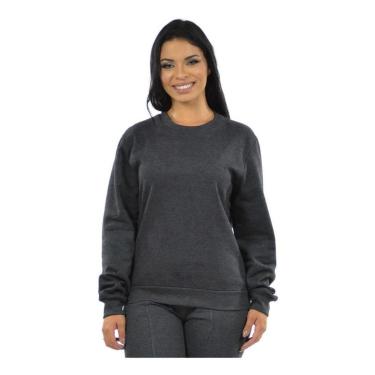 Imagem de Moletom Feminino Blusão Básico  Manga Longa Inverno - Azul-marinho - GG-Feminino