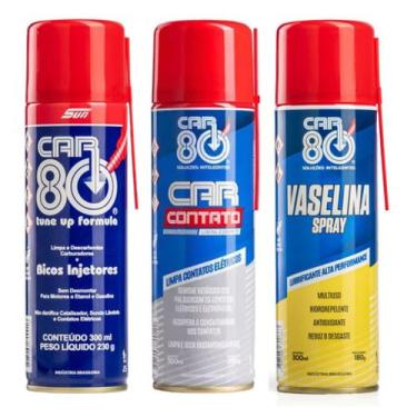 Imagem de Kit Descarbonizante Limpa Contato E Vaselina Spray Car80
