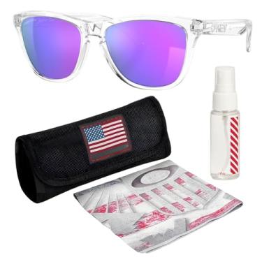 Imagem de OAKLEY OO9013 FROGSKINS Armação transparente polida – Lente PRIZM VIOLET, óculos de sol de formato quadrado não polarizados com kit de óculos oficial eSHADES, Transparente polido (55 mm), 55 mm