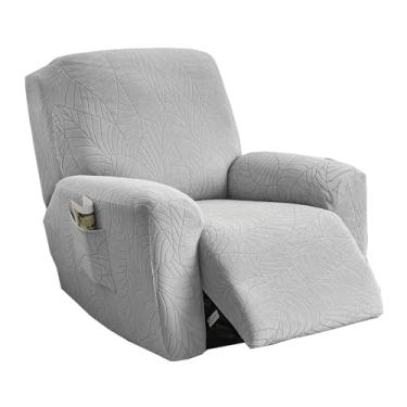 Imagem de CRFATOP Capas reclináveis de jacquard com braços, 4 peças, capa para cadeira Lazyboy, antiderrapante, reclinável, para cadeira reclinável com bolsos de armazenamento, protetor de móveis para sala de
