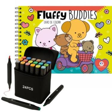 Imagem de LIVRO Comfy e Cozy Amigos Fofinhos Colorir com 24 Canetas Touch Ponta 