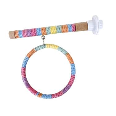 Imagem de Bothyi Suporte de balanço para, poleiro de madeira, gaiola de rede, playground, brinquedo para pássaros, vara de mastigar, brinquedo para periquito, Rosa Azul