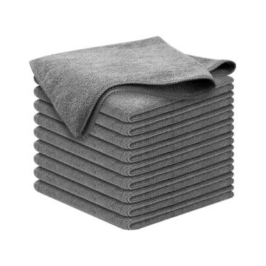Imagem de Bothyi 10x Panos de limpeza de microfibra Toalha de limpeza para pano de prato úmido e seco Toalha absorvente para pratos, panelas de escritório e lavar, Cinza