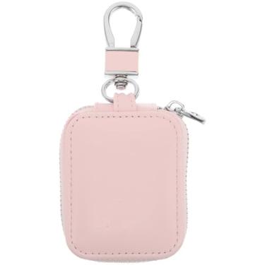 Imagem de ULTECHNOVO Capa para fone de ouvido, capa quadrada para fone de ouvido com mosquetão de aço inoxidável, acessórios para celular, organizador mini bolsa para cartão de memória (rosa)