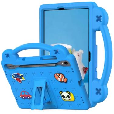 Imagem de AKABEILA Compatível com Samsung Galaxy Tab S10 FE 2025, capa protetora leve à prova de choque com alça de ombro e alça de suporte para presente de meninas e crianças, azul celeste