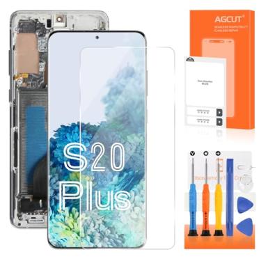 Imagem de Tela de substituição OLED para Samsung Galaxy S20 Plus para Samsung S20 Plus 5G LCD G985F G986U G986W LCD digitalizador Touch Assembly cinza com moldura (suporte para impressão digital, tamanho