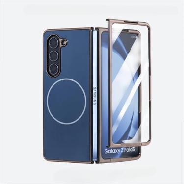 Imagem de Capa protetora de plástico com revestimento magnético galvanizado para Galaxy Z Fold6 (para Galaxy Z Fold6/Azul)
