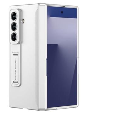 Imagem de LTLMYDAM Capa com suporte para Samsung Galaxy Z Fold 7, proteção total da capa de dobradiça, capa fina de policarbonato fosco anti-impressão digital resistente a manchas, branca, dobra 7