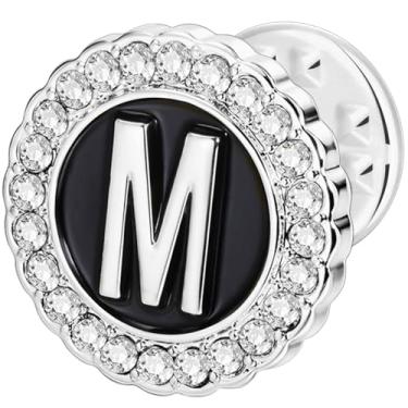 Imagem de HAWSON Alfinetes de lapela com inicial A-Z, alfinetes de gravata personalizados de ouro/prata 18K para ternos, gravatas, chapéus, homens e mulheres, Latão, Sem Pedra Preciosa