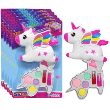 Imagem de Kit 5 Estojos de Maquiagem Infantil Unicórnio Brinquedo Atacado Lembra