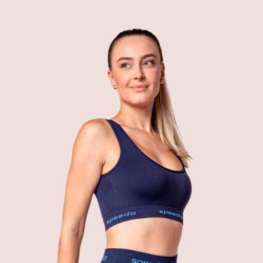 Imagem de Top Feminino Speedo Canelado Ideal Para Exercícios, Azul, Marinho, GG