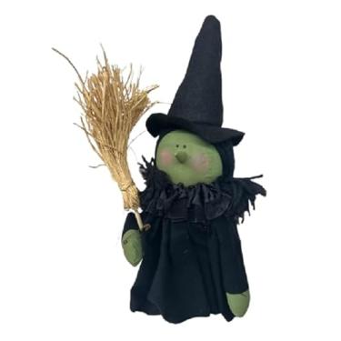 Imagem de Handmade Folk Art Fabric Baby Green Witch Figurine Rustic Halloween Decor 14 x 6 x 5 Inches
