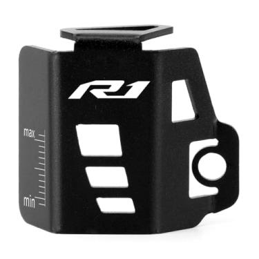 Imagem de Mokiton Tampa de proteção de óleo da bomba do reservatório de fluido de freio traseiro da motocicleta compatível com YAMAHA YZF R1 2009-2023 2024 2025 | Protetores de tanque de gás YZF-R1 YZF R1M