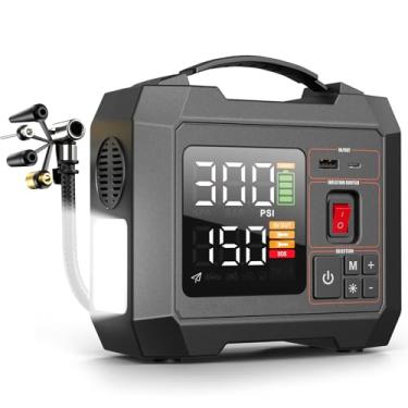Imagem de Inflador de pneu portátil para carro 150PSI compressor de ar sem fio 50L/min inflação rápida com desligamento automático bomba de ar alimentada por bateria com medidor digital de pressão de pneu 3