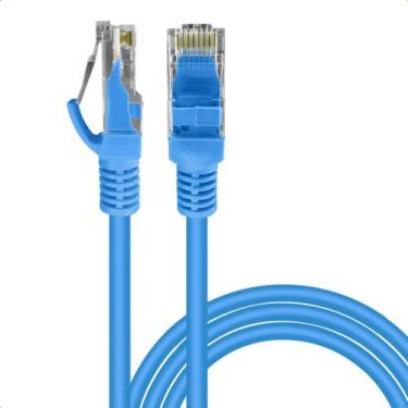 Imagem de Cabo de Rede LAN Ethernet RJ45 macho x RJ45 macho Azul Network 3 Metro