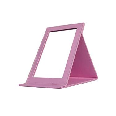 Imagem de PNVXNUS Folding Travel Mirrors, Vanity Mirror with Desktop Standing,Personal Portable Makeup Mirror (Pink)