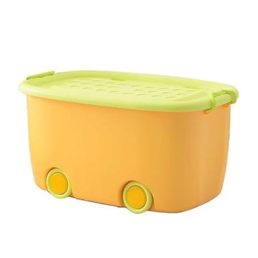 Imagem de Caixa Organizadora Cesto Brinquedo Infantil Quarto Bebê Decorativa - 50L(AMARELA TAMPA VERDE)