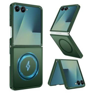 Imagem de Casewind Capa magnética para Samsung Z Flip 7 [compatível com Magsafe] [proteção militar contra quedas de 4,6 m] Capa protetora masculina fina translúcida fosca à prova de choque para Galaxy Z Flip 7
